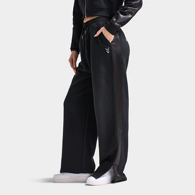 Playboy Script Wide Leg Track Pants / Black