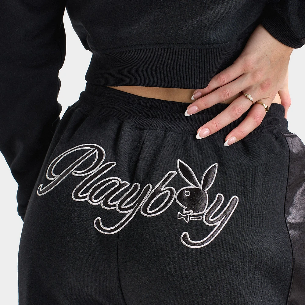 Playboy Women's Script Wide Leg Track Pants / Black