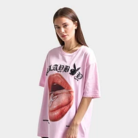 Playboy Bunny Necklace Oversized Graphic T-shirt / Pink