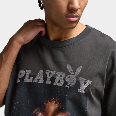 Playboy Diamonte Covers Oversized Graphic T-Shirt / Washed Black