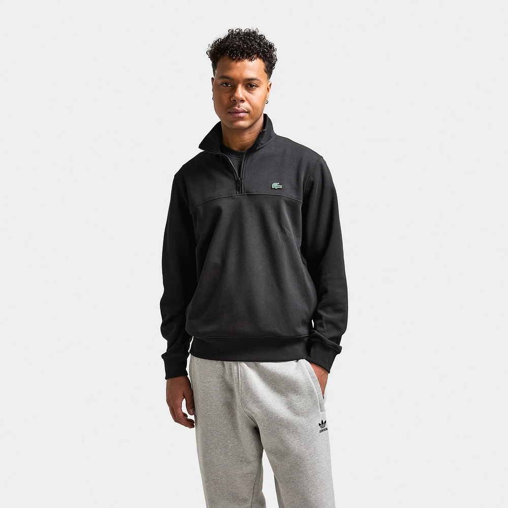 Lacoste Quarter Zip Classic Fit Double Face Sweatshirt / Blk