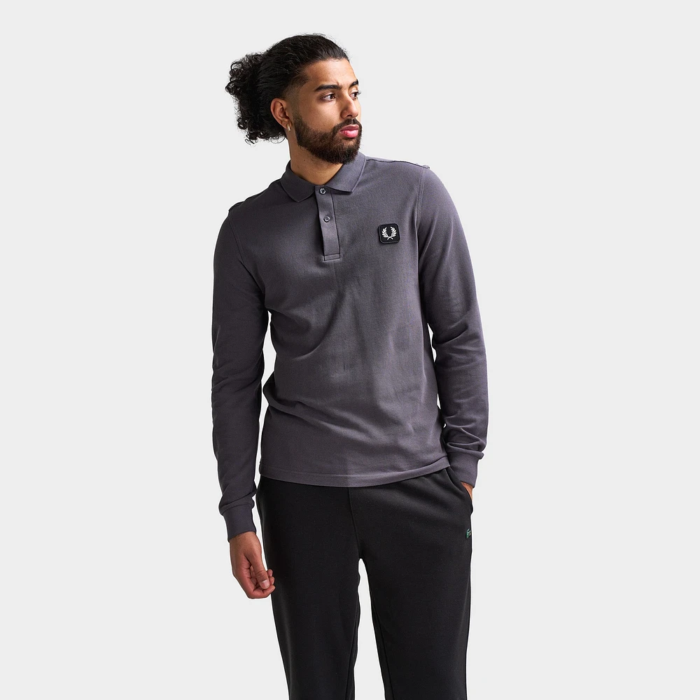 Fred Perry Badge Long Sleeve Polo / Gunmetal