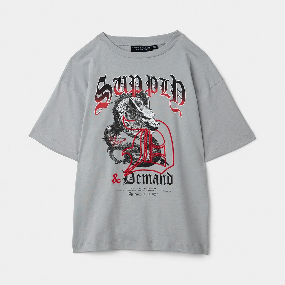 Supply & Demand Junior Boys' Dragon Tee High Rise / Chinese Red