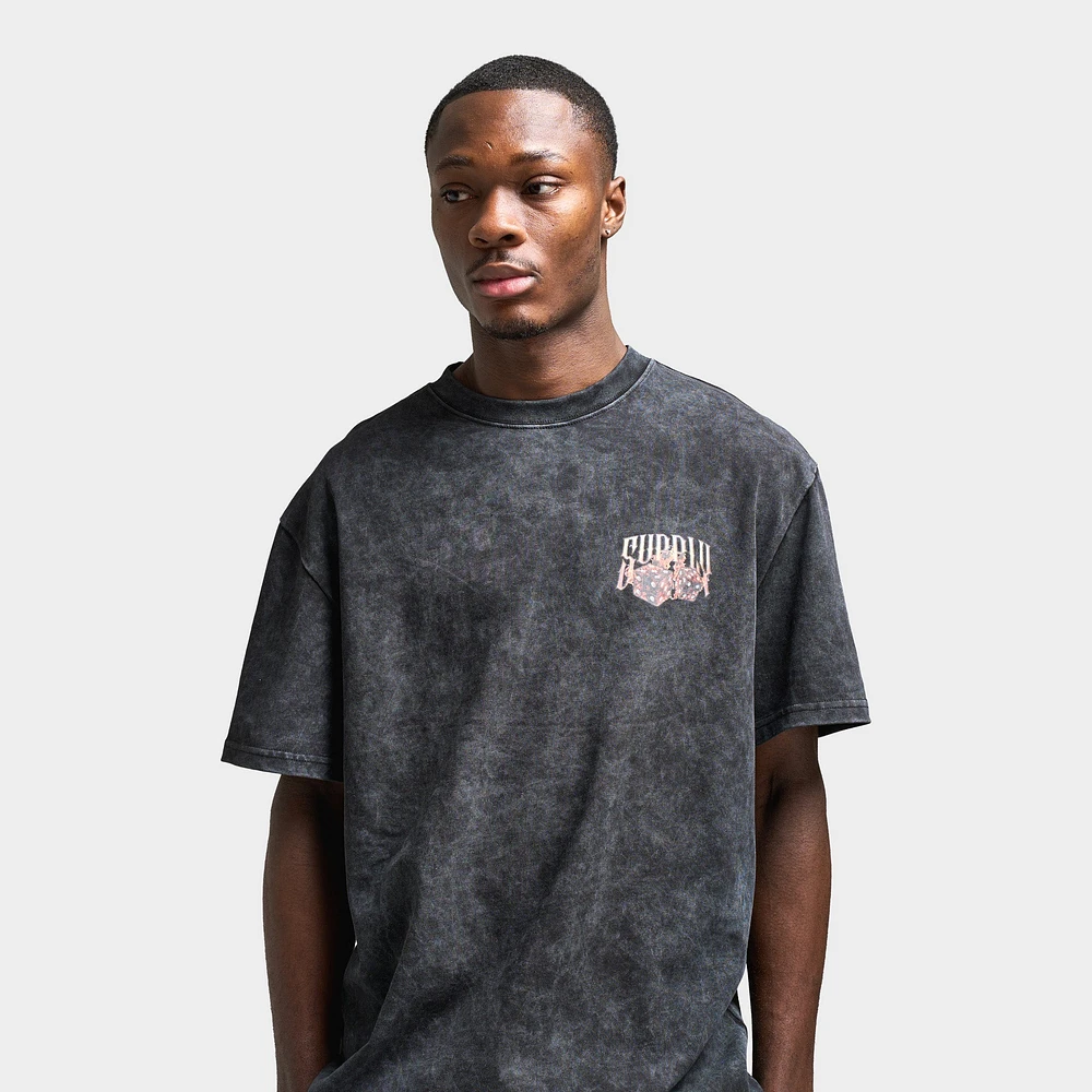 Supply & Demand Fire Dice Graphic T-Shirt / Washed Black