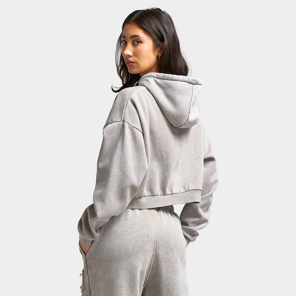 Supply & Demand Women's Bleek Cropped Hoodie / Beige Acid Wash