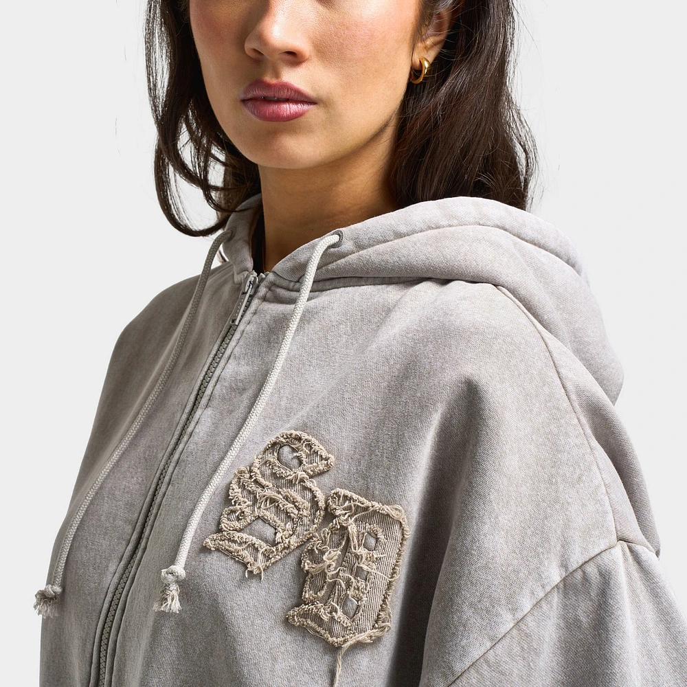 Supply & Demand Women's Bleek Cropped Hoodie / Beige Acid Wash