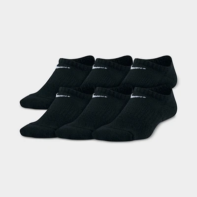Nike Kids Cushioned No-Show Socks (6 Pairs) Black / White