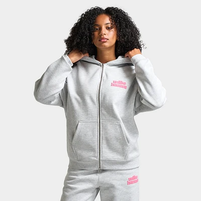 Unlike Humans Women's Bubble Full Zip Hoodie / Light Grey Marl