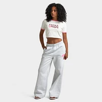 Unlike Humans Women's Bubble Wide Leg Joggers / Light Grey Marl