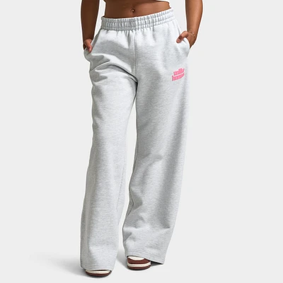 Unlike Humans Women's Bubble Wide Leg Joggers / Light Grey Marl