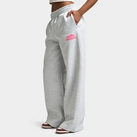 Unlike Humans Women's Bubble Wide Leg Joggers / Light Grey Marl