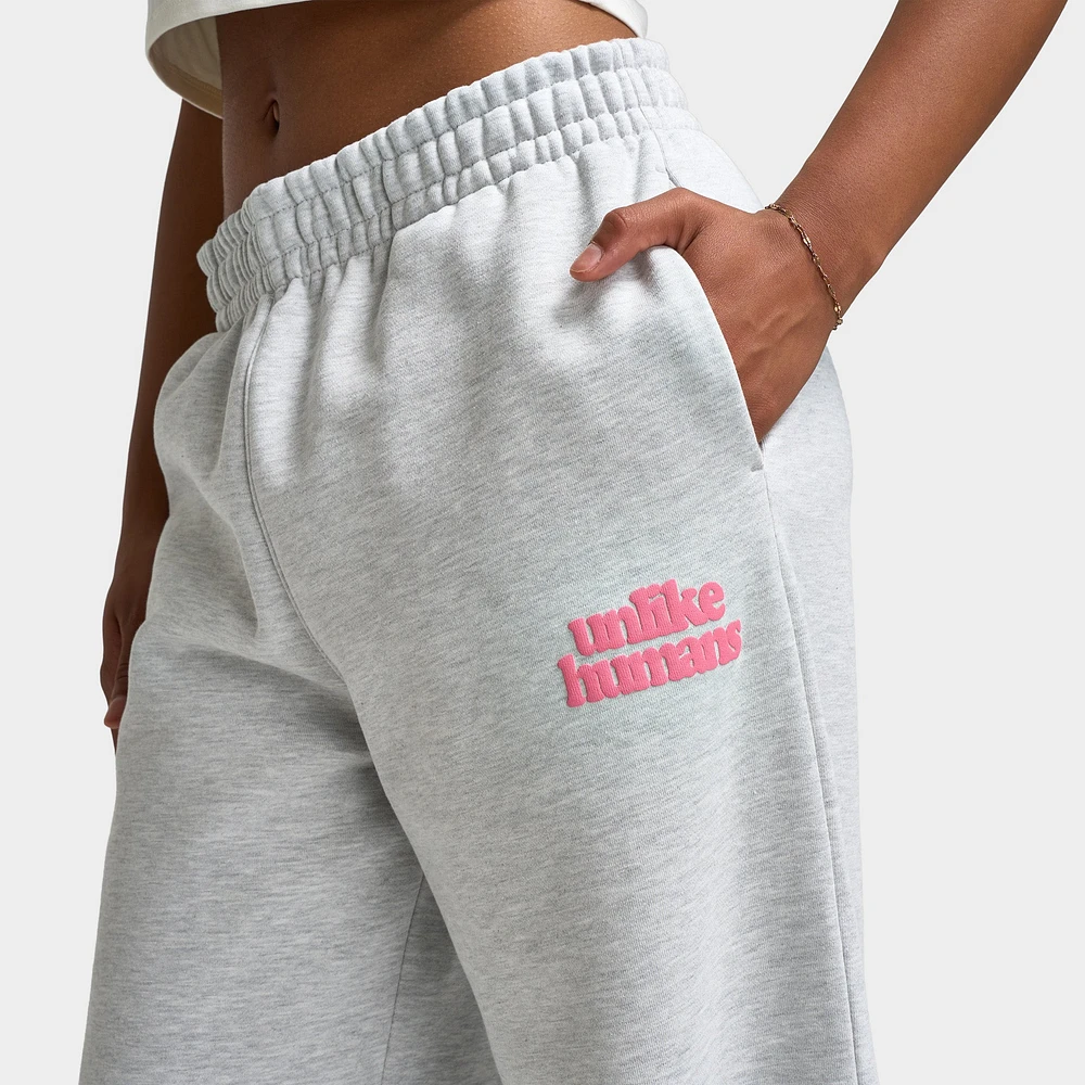 Unlike Humans Women's Bubble Wide Leg Joggers / Light Grey Marl