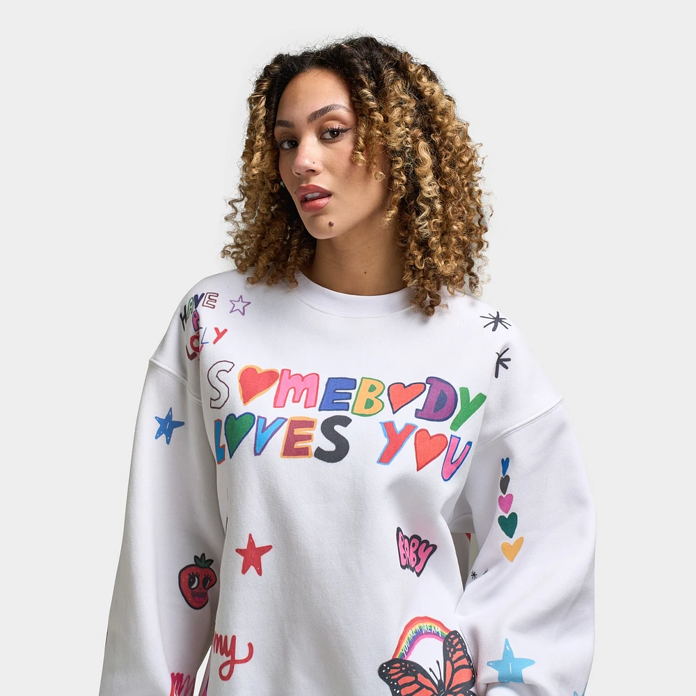 Mayfair x @iscreamcolour Women's Somebody Loves You Crewneck / White