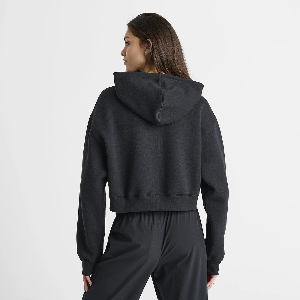 New Balance Women's Tone Crop Full Zip Hoodie Ash Heather / Black