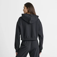 New Balance Women's Tone Crop Full Zip Hoodie Ash Heather / Black