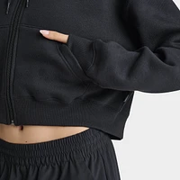 New Balance Women's Tone Crop Full Zip Hoodie Ash Heather / Black