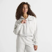 New Balance Women's Tone Crop Full Zip Hoodie Ash Heather / Black