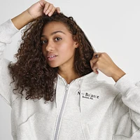 New Balance Women's Linear Crop Full Zip Hoodie / Black