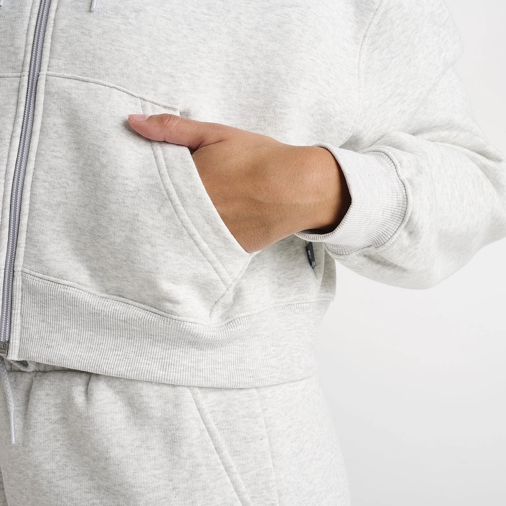 New Balance Women's Linear Crop Full Zip Hoodie / Black