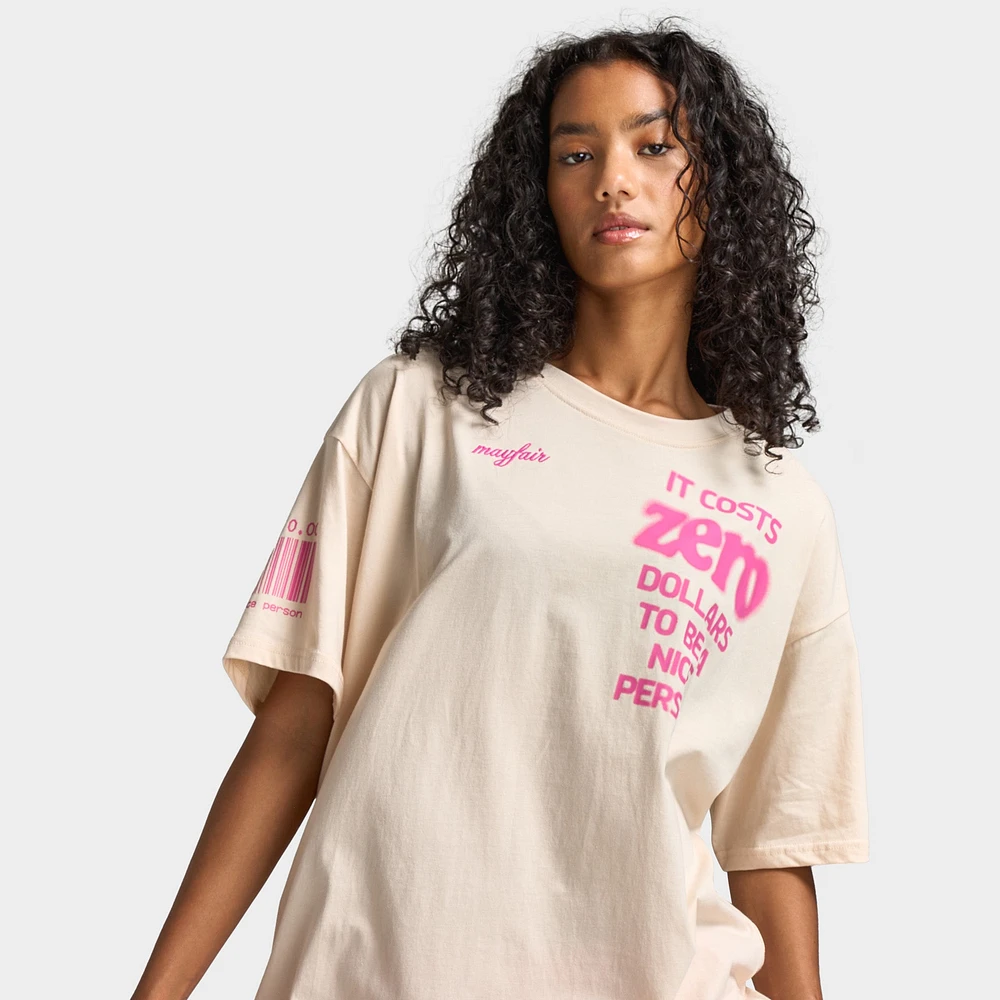 Mayfair Women's It Costs $0 Oversized Tee / Cream