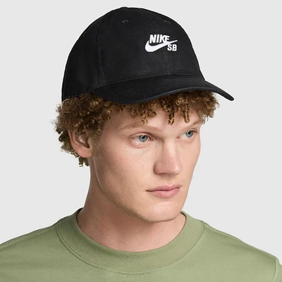 Nike SB Unstructured Flat Bill Cap Black / White