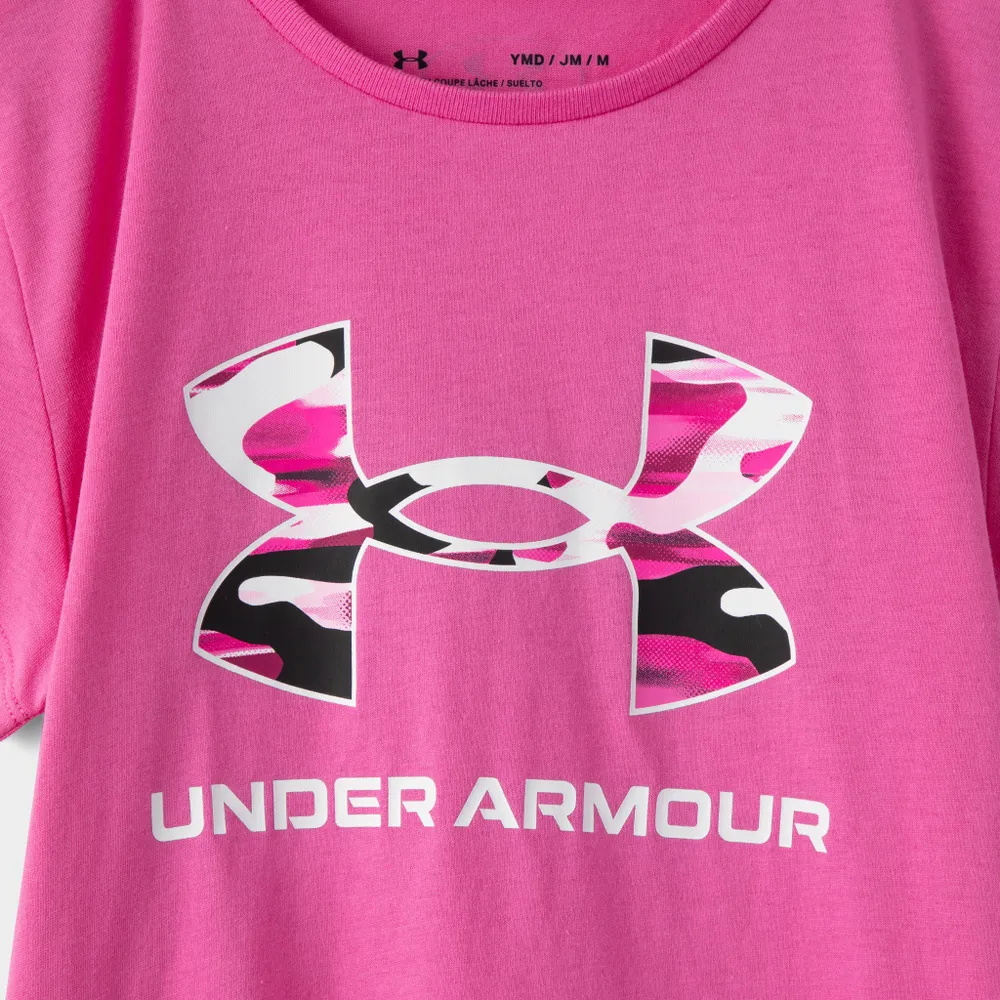 Under Armour Junior Girls' Sportstyle Graphic T-shirt Pink Edge / White