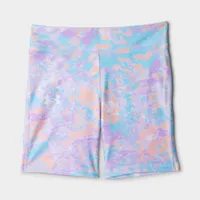 Under Armour Junior Girls’ HeatGear® AOP Bike Shorts Purple Note / Cloudless Sky