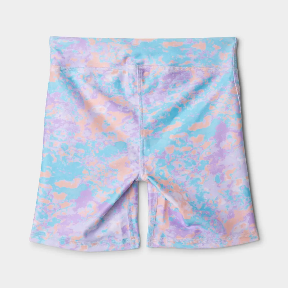 Under Armour Junior Girls’ HeatGear® AOP Bike Shorts Purple Note / Cloudless Sky