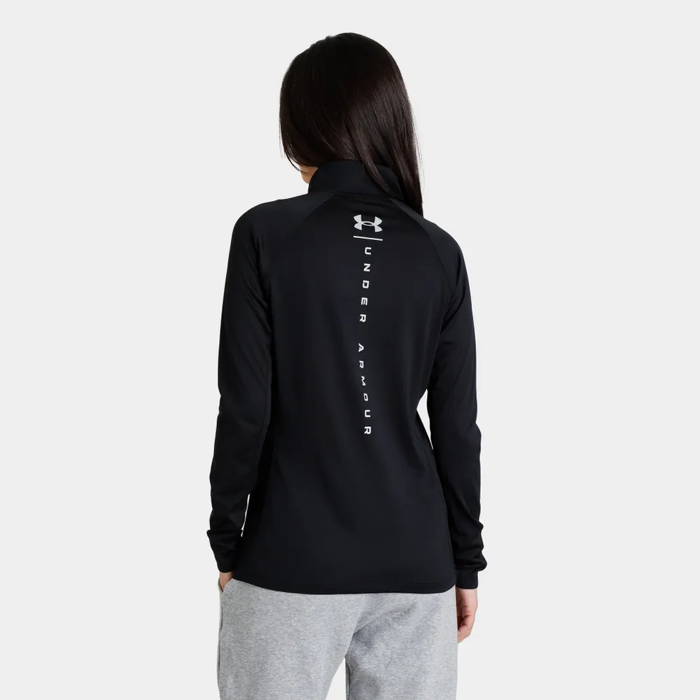 Under Armour Women’s Reflective Tech Quarter Zip Long Sleeve T-shirt Black / Metallic Silver