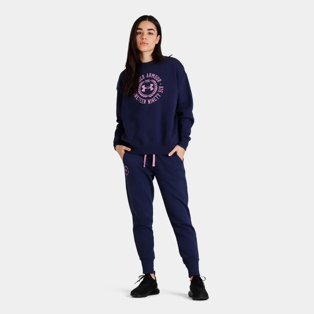 Under Armour Women’s Rival Fleece Crest Joggers Midnight Navy / Jellyfish