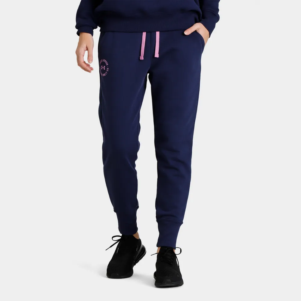 Under Armour Women’s Rival Fleece Crest Joggers Midnight Navy / Jellyfish