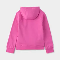 Under Armour Junior Girls' Rival Fleece Big Logo Pullover Hoodie Pink Edge / White