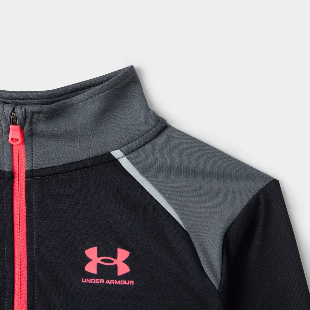 Under Armour Junior Boys� JD Tech Reflective Quarter Zip Black / PItch Grey - Pink Shock