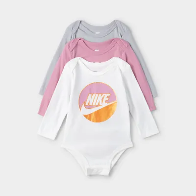 Nike Infant Girls' 3-Piece Long Sleeve Bodysuit Set / Light Smoke Grey