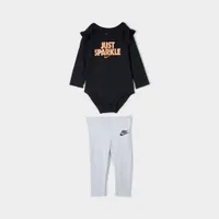 Nike Infant Girls’ Ruffle Bodysuit and Leggings Set Black / Light Smoke Grey