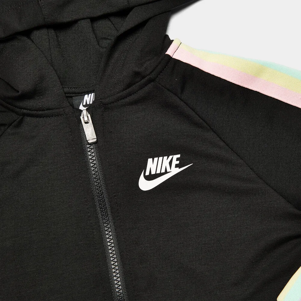 Nike Infant Girls’ Sportswear Rainbow Tape Full-Zip Hoodie and Shorts Set Black / Multi