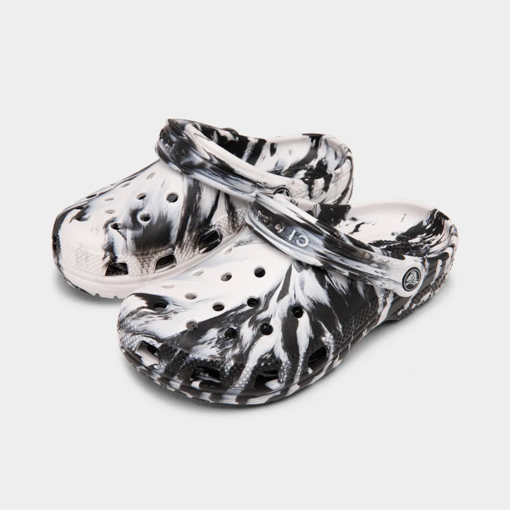 Crocs Children's Classic Marbled Clog Black / White