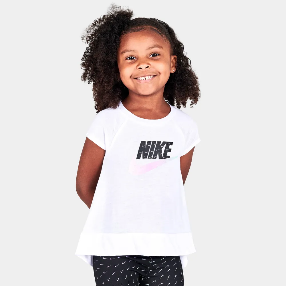 Nike Sportswear Child Girls' Swoosh Tunic T-Shirt and Tights Set White / Black - Violet Shock