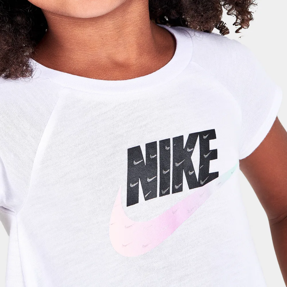 Nike Sportswear Child Girls' Swoosh Tunic T-Shirt and Tights Set White / Black - Violet Shock