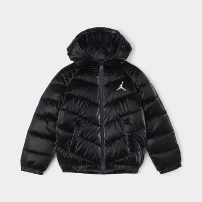 Jordan Child Girls’ Shiny Chevron Quilted Jacket / Black