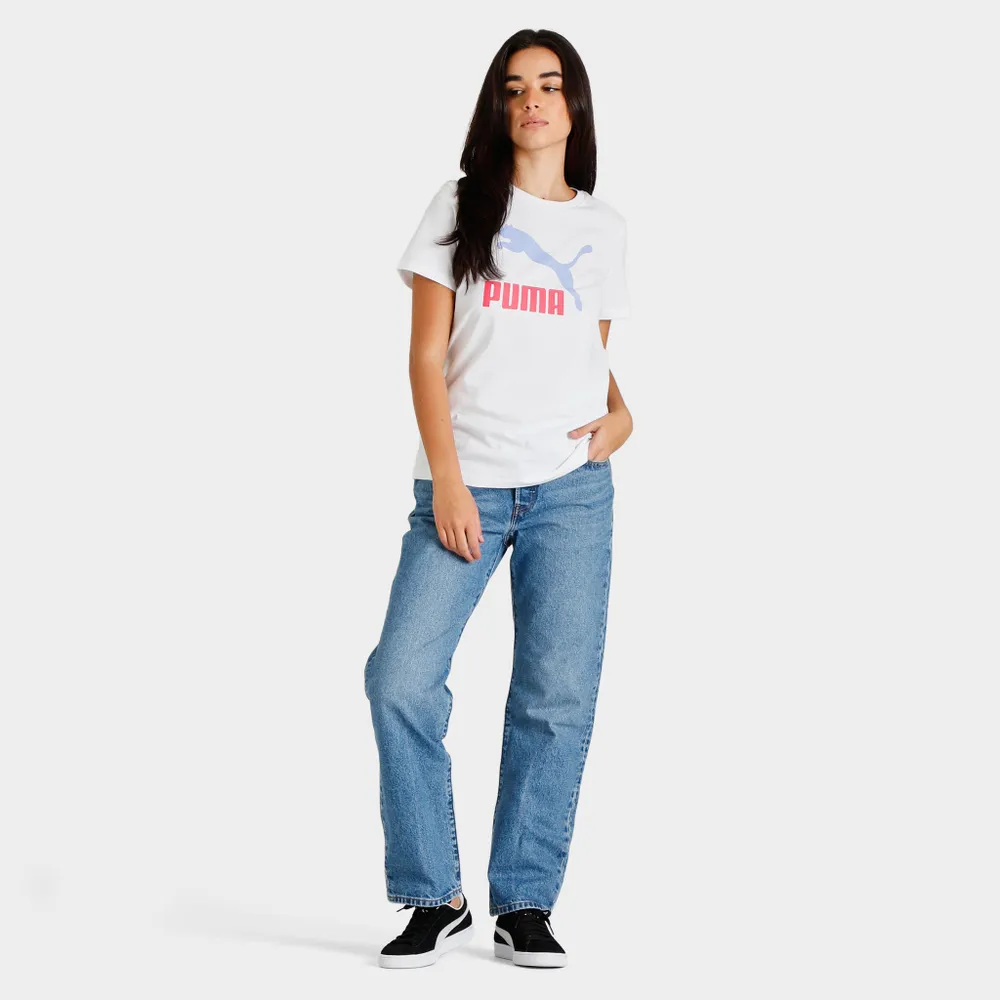 Puma Women's Classics Logo T-shirt White / Lavender Pop