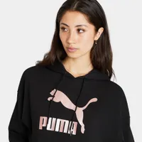 Puma Women’s Classics Metallic Logo Pullover Hoodie Black / Rose Gold