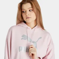 Puma Women’s Classics Metallic Logo Pullover Hoodie Chalk Pink / Silver