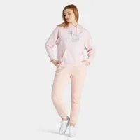 Puma Women’s Classics Metallic Logo Pullover Hoodie Chalk Pink / Silver