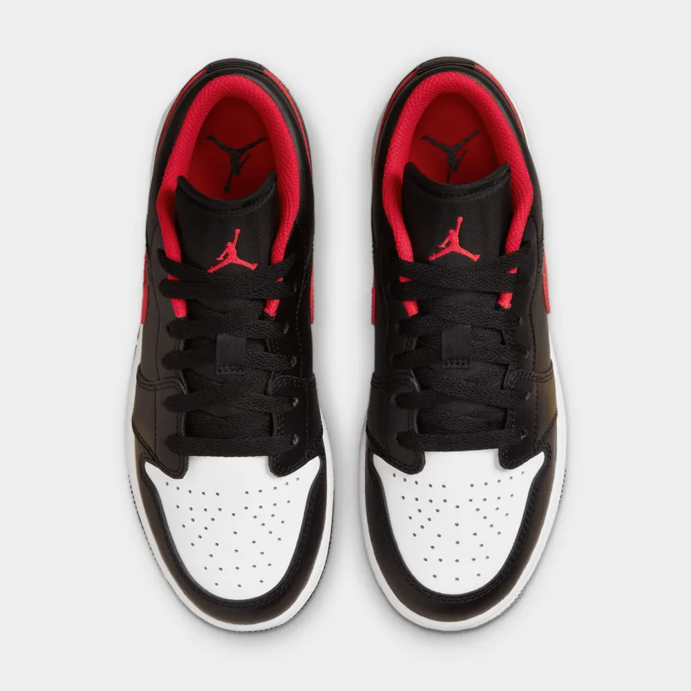 Jordan 1 Low GS Black / Fire Red - White