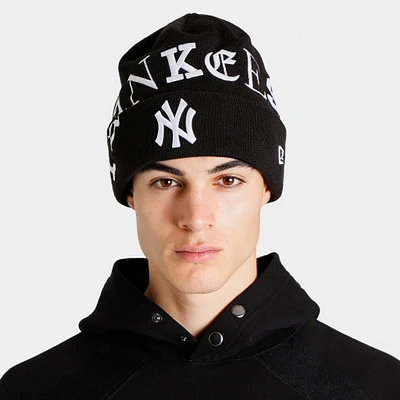 New Era New York Yankees Letter Cuffed Knit Hat / Black