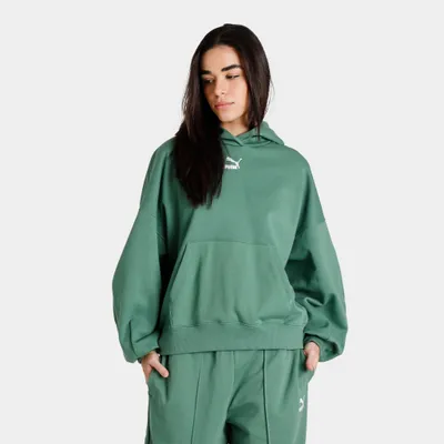 Puma Women's Classics Oversized Pullover Hoodie / Deep Forest