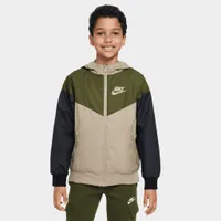 Nike Junior Boys' Sportswear Windrunner Jacket Khaki / Rough Green - Black