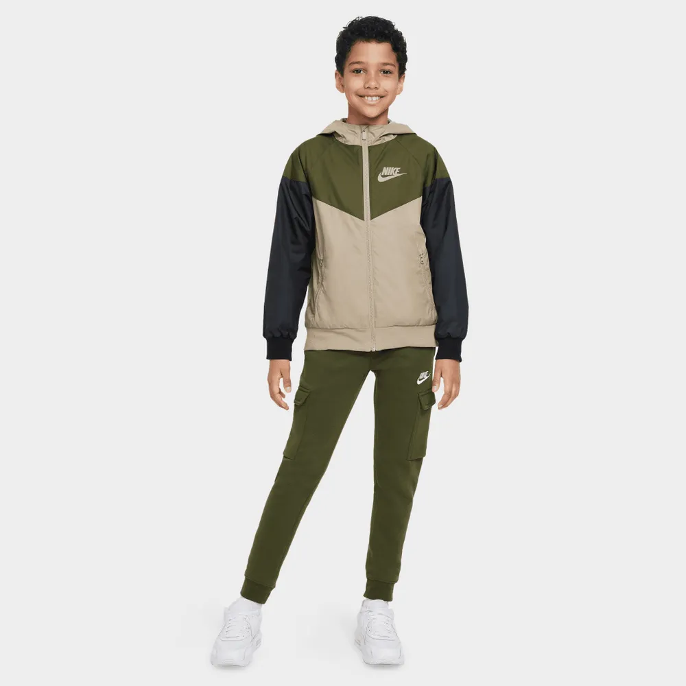 Nike Junior Boys' Sportswear Windrunner Jacket Khaki / Rough Green - Black