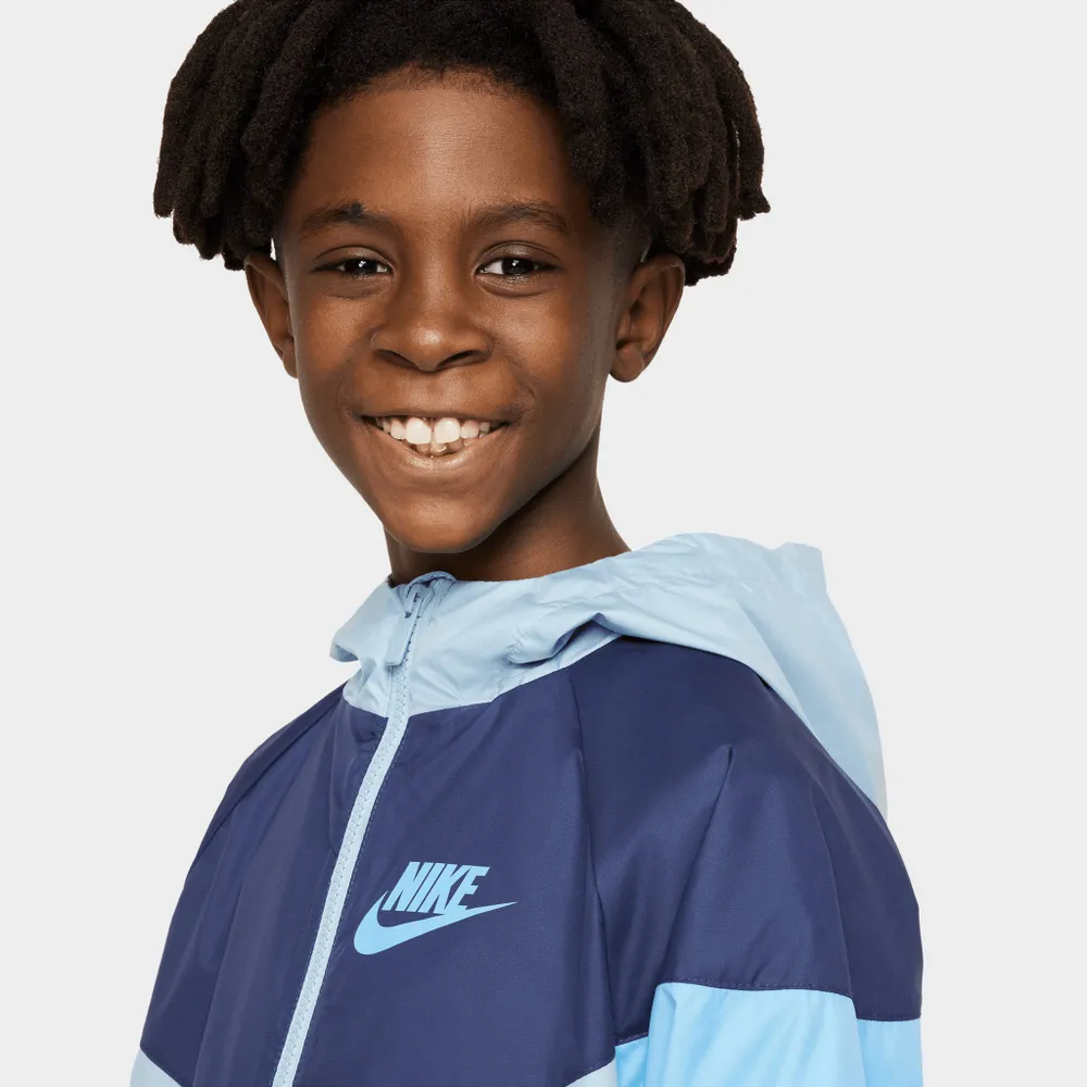 Nike Sportswear Junior Boys' Windrunner Hooded Jacket Worn Blue